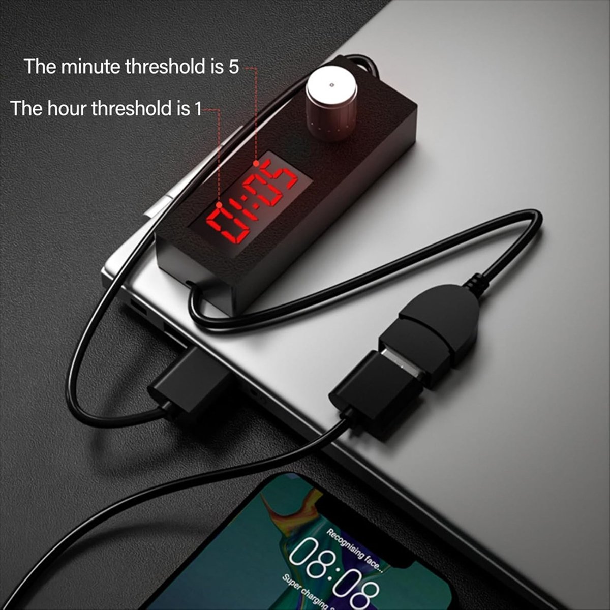Power Tools Mall - سلك تبديل الطاقة USB بمؤقت لإيقاف