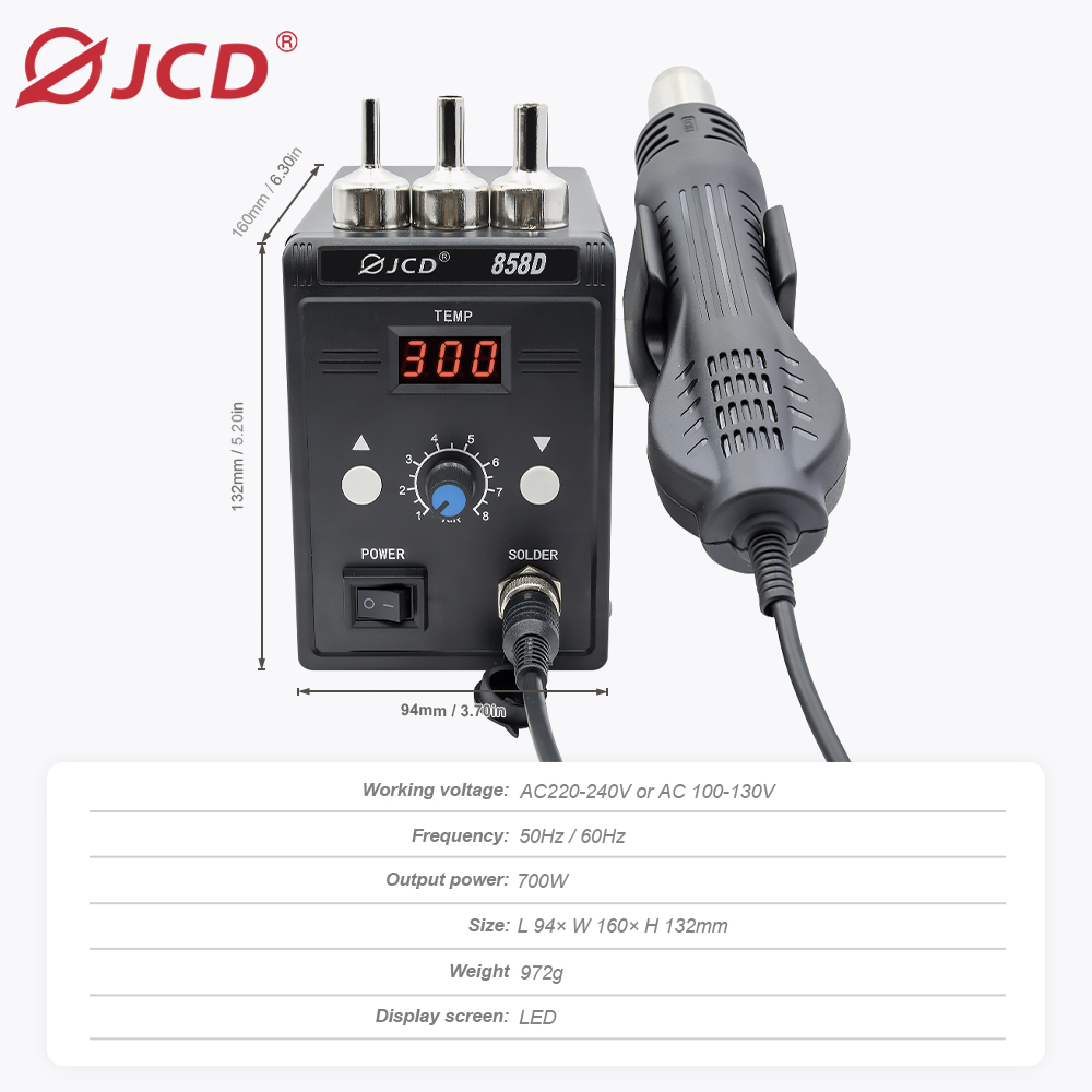 JCD مسدس هواء ساخن 858D 700 وا - مراجعة Heat Gun Variable وسعره