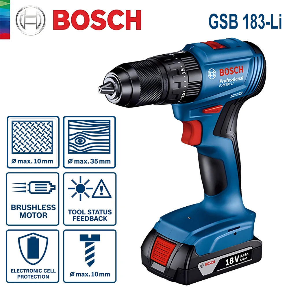 مثقاب كهربائي بوش GSB 183-LI،  - مراجعة Power Tools Wood وسعره